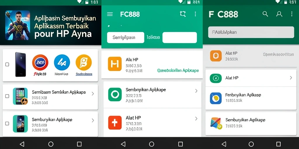 Tampilan antarmuka FC888 untuk menyembunyikan aplikasi secara efektif.