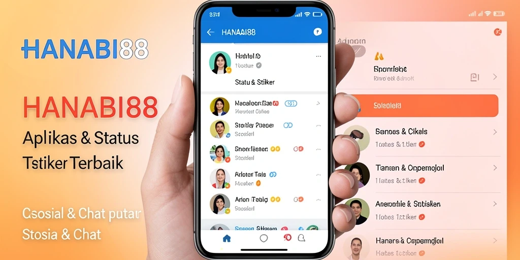 Tampilan antarmuka HANABI88 dengan berbagai stiker kreatif.