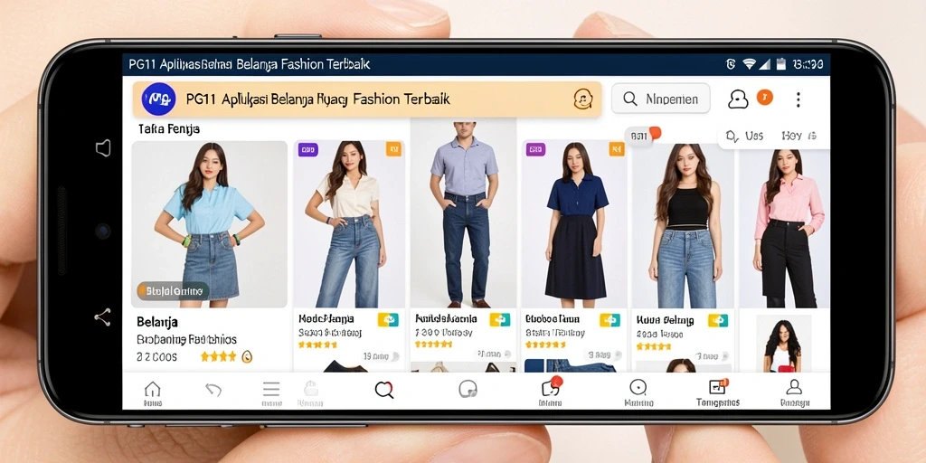 Tampilan beranda PG11 dengan kategori fashion lengkap.